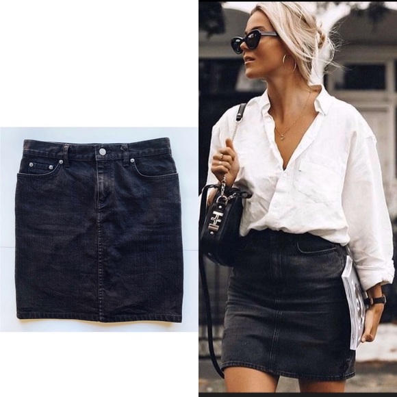 size 18 black denim skirt